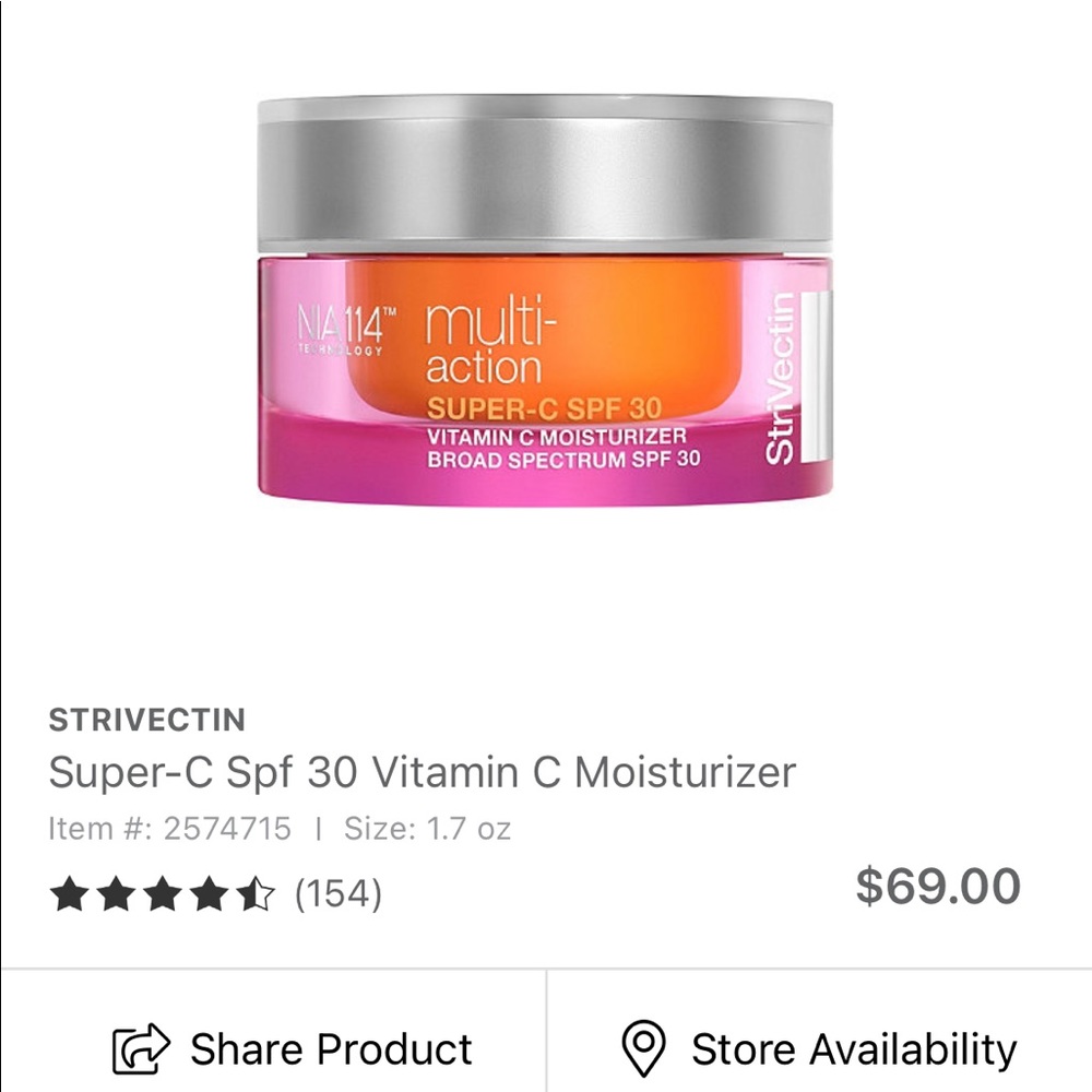 StriVectin Vitamin C + SPF 30 Moisturizer NWT